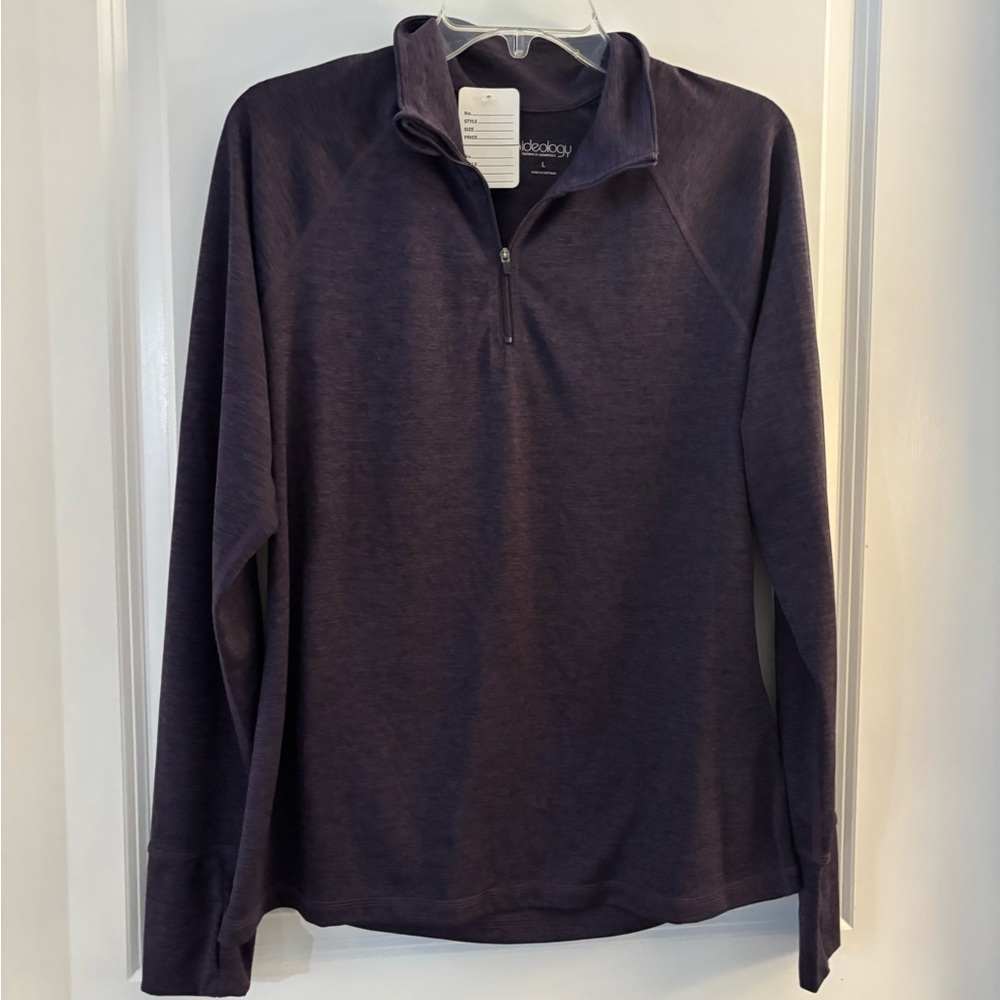 Ideology Women’s Quarter-Zip Pullover Shirt - Deep Plum Sz L